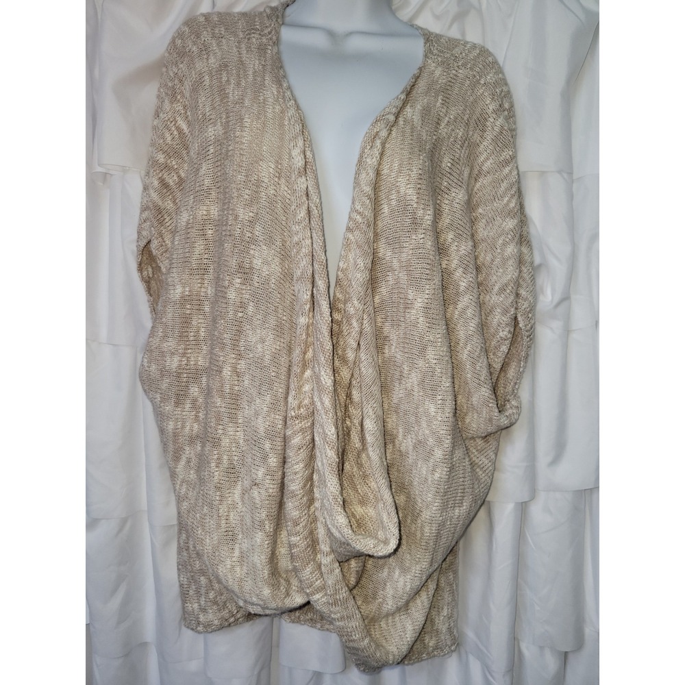 Anna & Ava Womens One Size Beige Cotton Knit Draped Open Front Cardigan Wrap 120